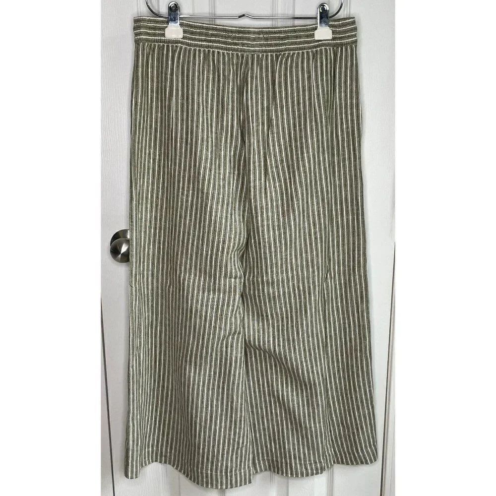 CHAPS LinenPalazzo Pants Khaki Striped Small